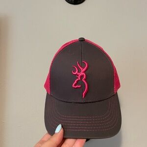 Browning Hot Pink and Brown Mesh Trucker Cap